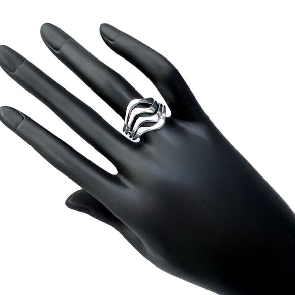 NWT S925 Sterling Silver Statement Wide Four Wave Ring Women’s Sz.8 - Picture 11 of 12